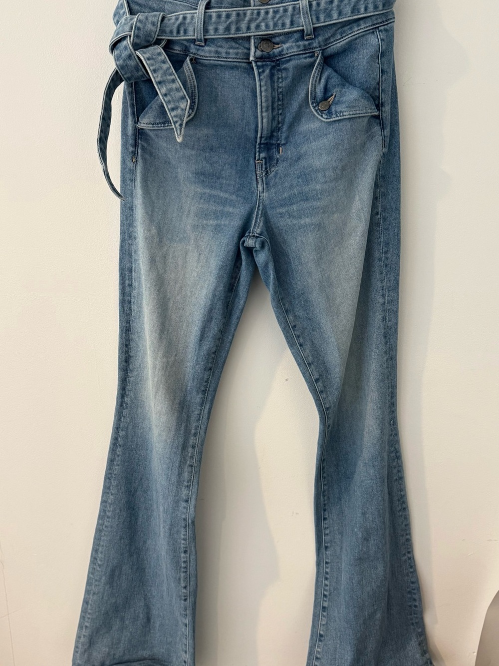 Veronica Beard Stretch Flare Jeans with Tie Waist